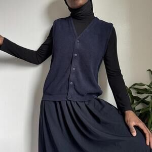 Vintage‎ sleeveless V-neck button down chunky knit vest size M